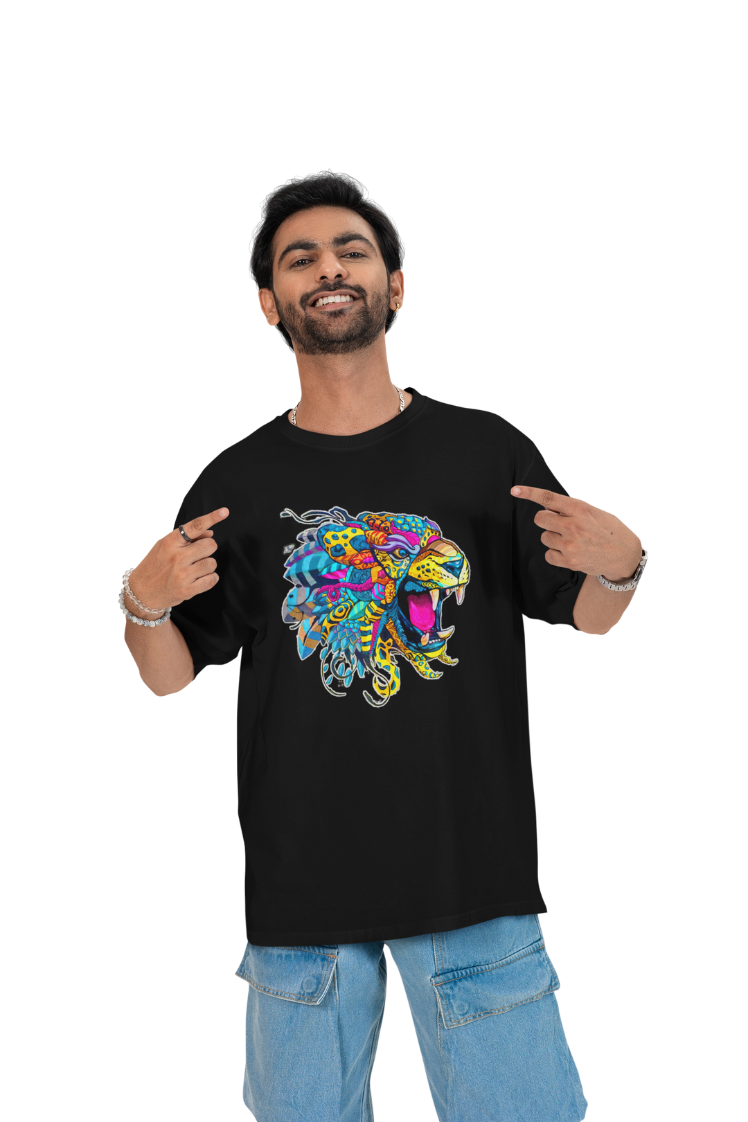 Playera Hombre Algodón Jaguar Arte Huichol Beloma
