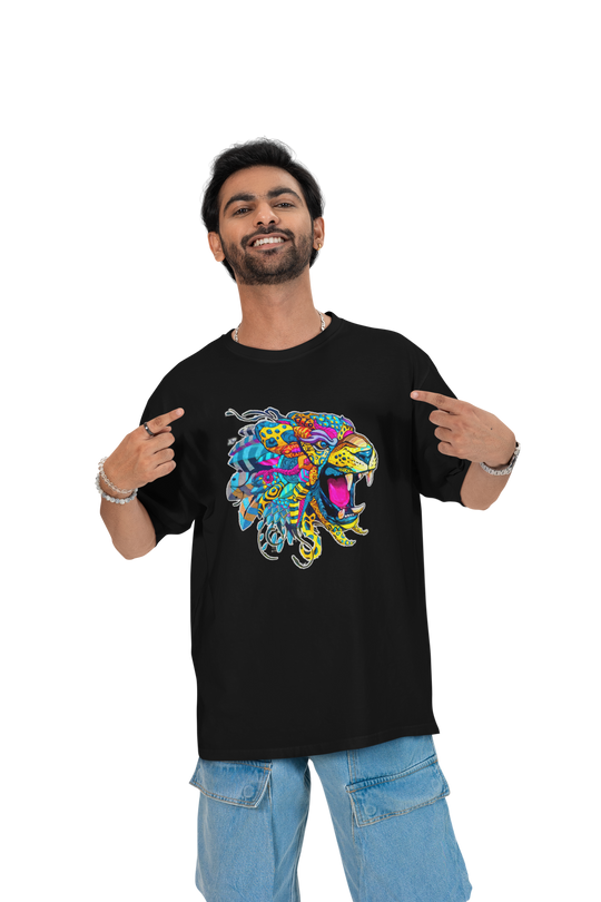 Playera Hombre Algodón Jaguar Arte Huichol Beloma