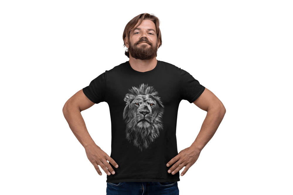Playera Hombre Algodón Animales Leon B&N Beloma