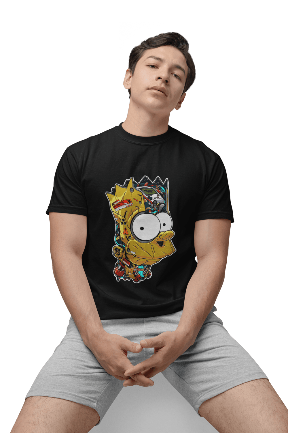 Playera Hombre Algodón Los Simpson Bart Cyborg Caricaturas Beloma