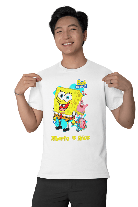Playera Hombre Algodón Bob Esponja Caricaturas Actuales Beloma
