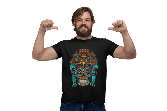 Playera Hombre Algodón Calavera Guerrero Azteca Águila Beloma