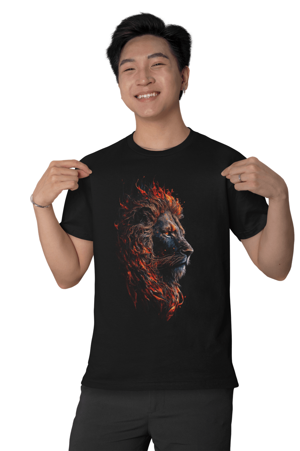 Playera Hombre Algodón Leon Melena De Fuego Beloma