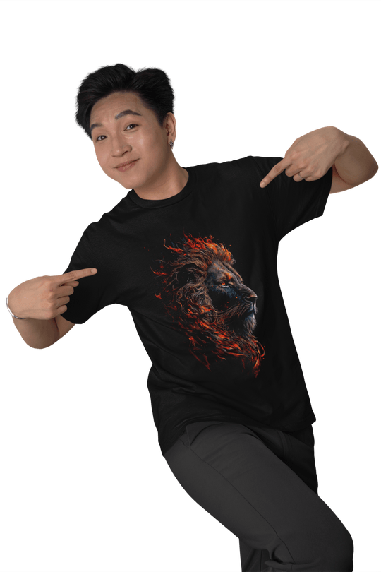 Playera Hombre Algodón Leon Melena De Fuego Beloma