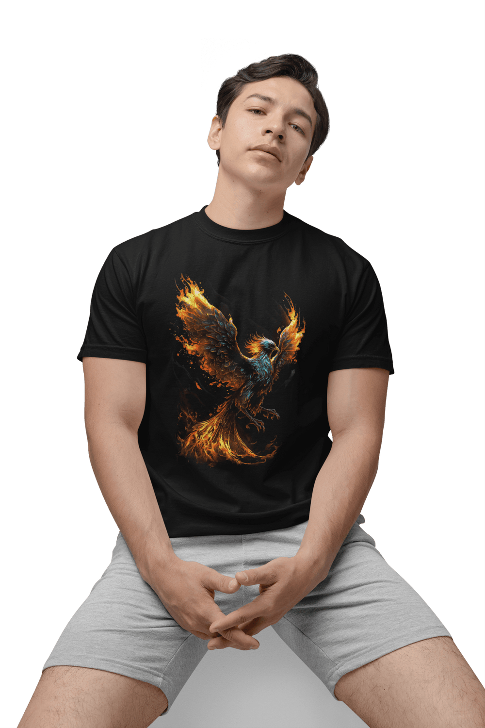 Playera Hombre Algodón Ave Fénix Alas De Fuego Beloma