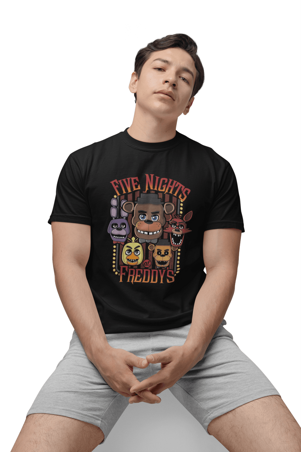 Playera Hombre Algodon Five Night At Freddy's Rostros Videojuegos Beloma