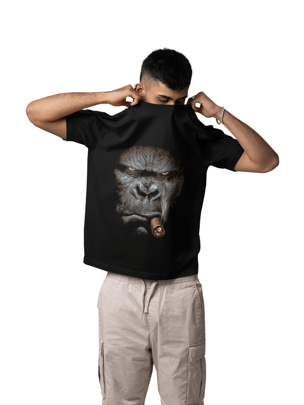 Playera Hombre Algodón Gorila Fumando Puro Beloma