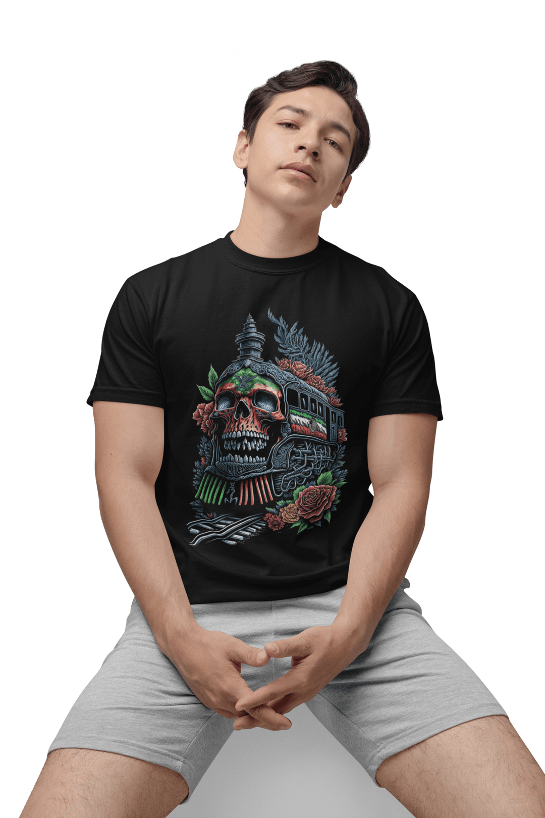 Playera Hombre Algodón Tren Calavera Maya Beloma