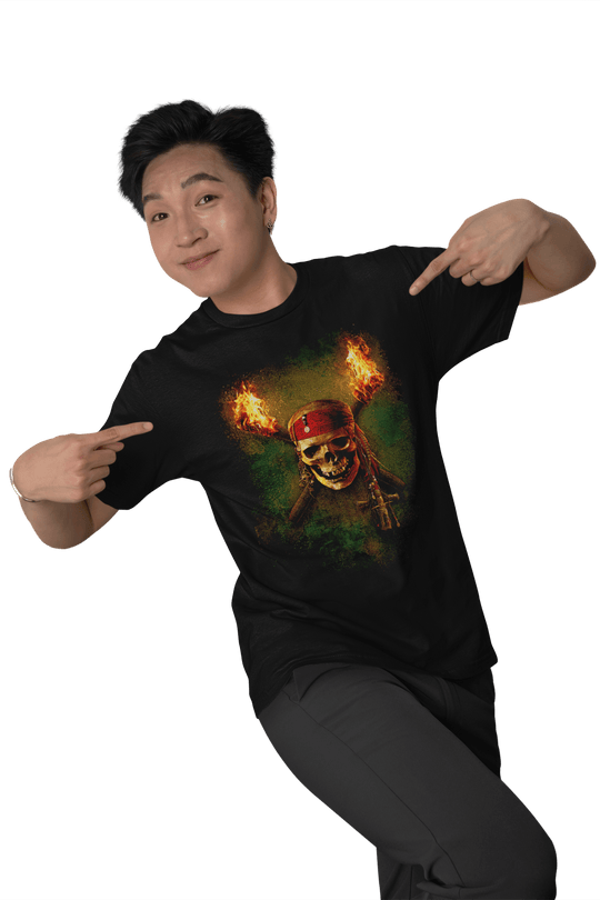 Playera Hombre Algodón Piratas Del Caribe Craneo Logo Películas Beloma