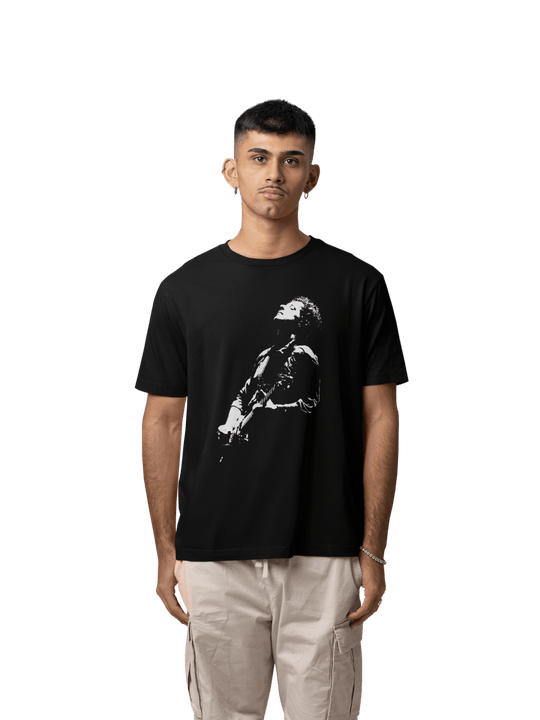 Playera Hombre Algodón Gustavo Cerati - Blanco y Negro Música Beloma