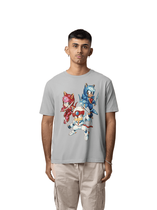 Playera Hombre Algodón Gatos Samurai Caricatura Beloma