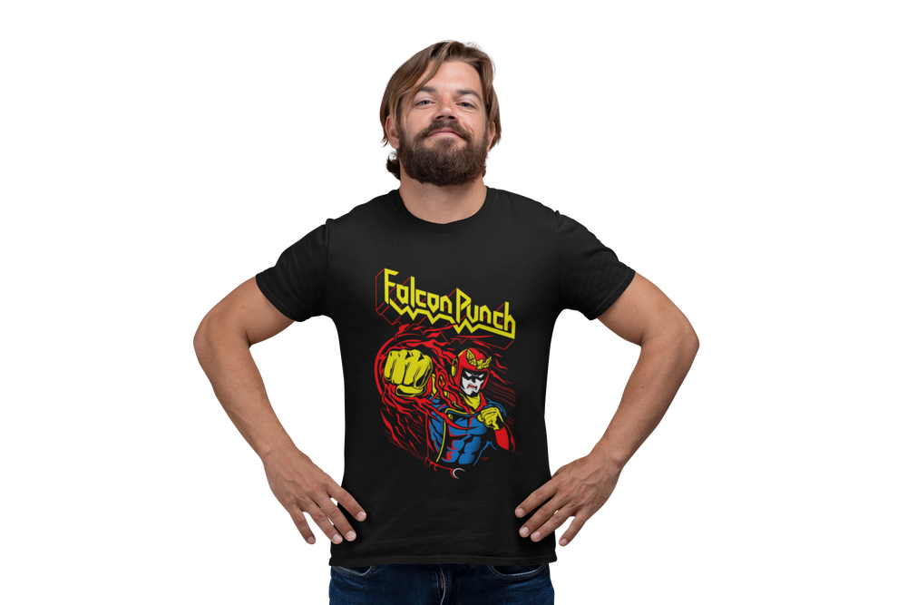 Playera Hombre Algodon Capitán Falcon Punch Videojuegos Comodas Beloma