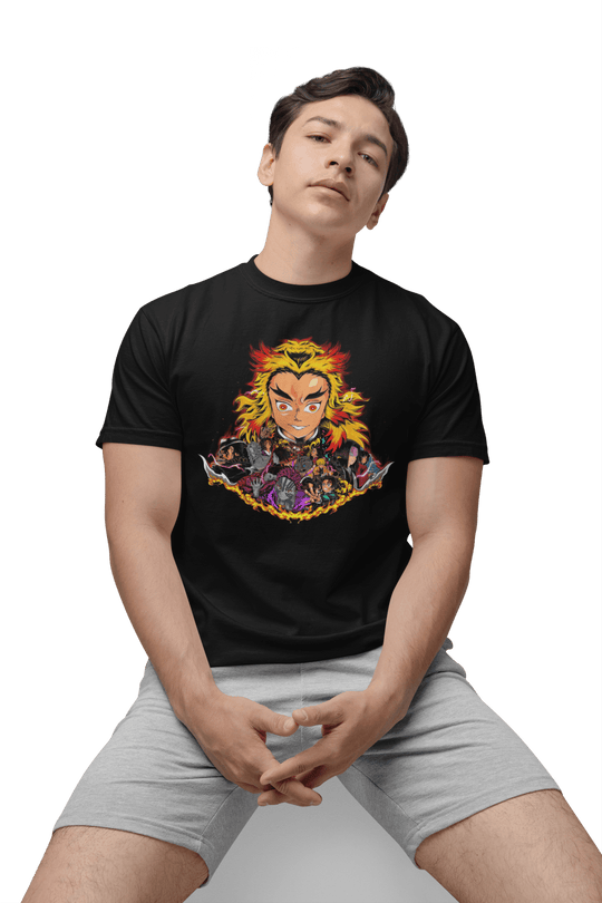 Playera Anime Hombre Algodon Demon Slayer Kyojuro Rengoku Beloma