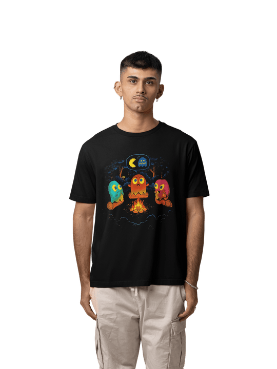 Playera Hombre Algodon Pac Man Fantasmas Fogata Videojuegos Beloma