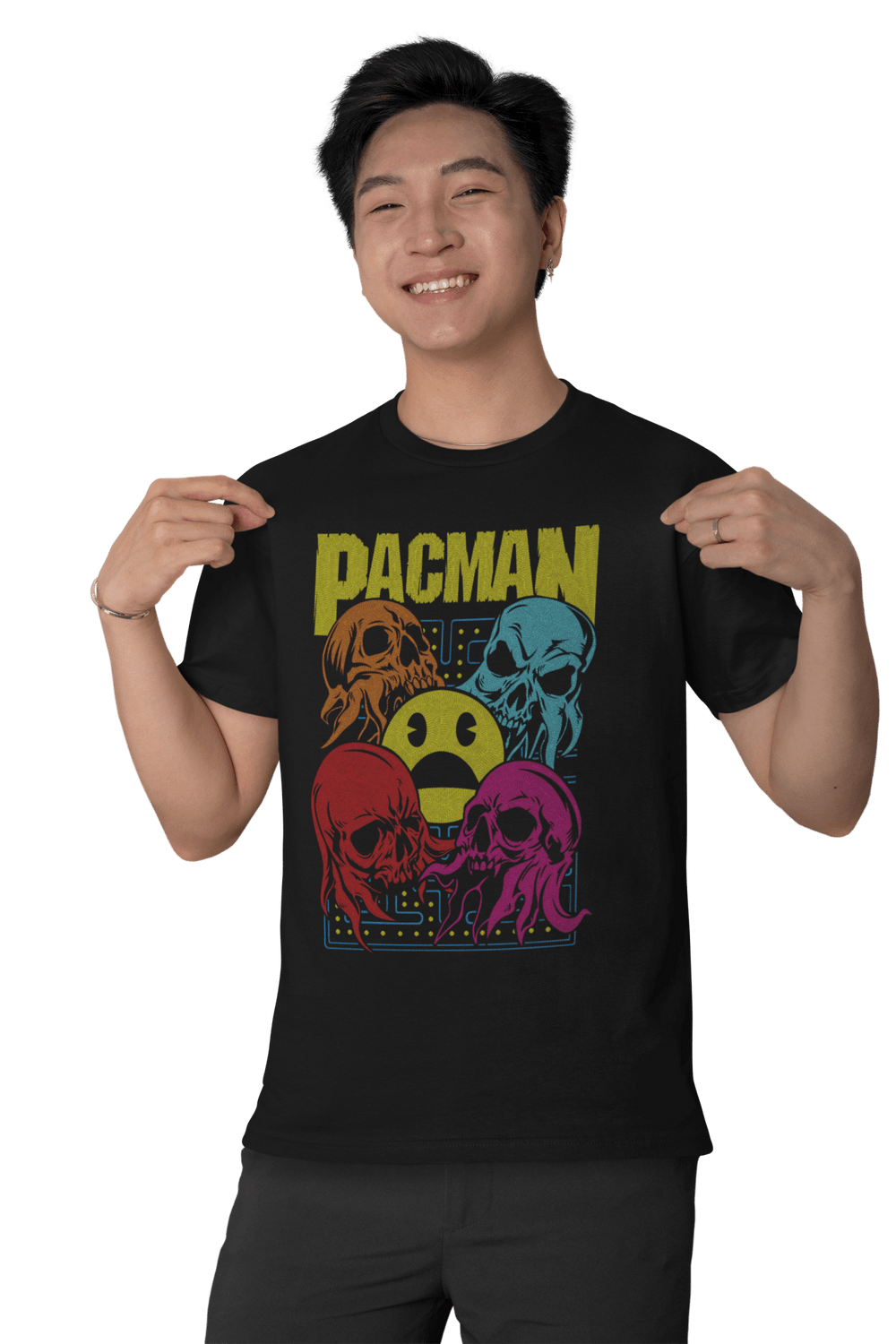 Playera Hombre Algodón Pac Man Fantasmas Videojuegos Beloma
