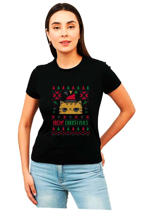 Playera Gato "Meh Christmas" Navidad Beloma