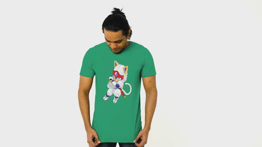 Playera Hombre Algodón Gato Samurai Caricatura Beloma