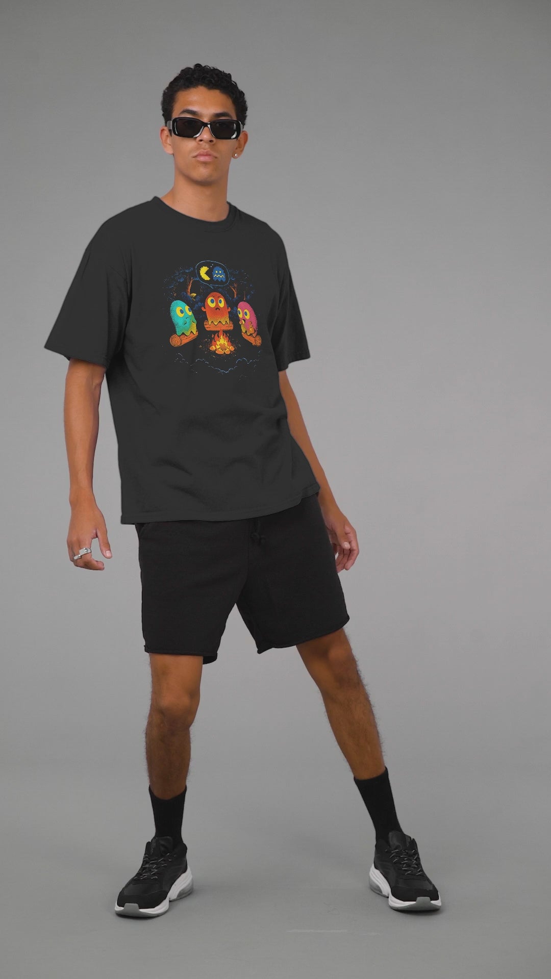 Playera Hombre Algodon Pac Man Fantasmas Fogata Videojuegos Beloma